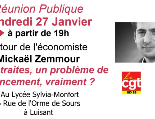 Vendredi 27 janvier: réunion publique sur le financement de nos retraites avec l’économiste Mickaël Zemmour