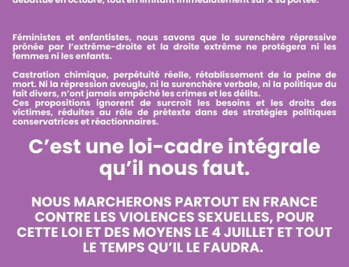 Mobilisation le 4 juillet pour la Loi intégrale contre les violences sexistes et sexuelles